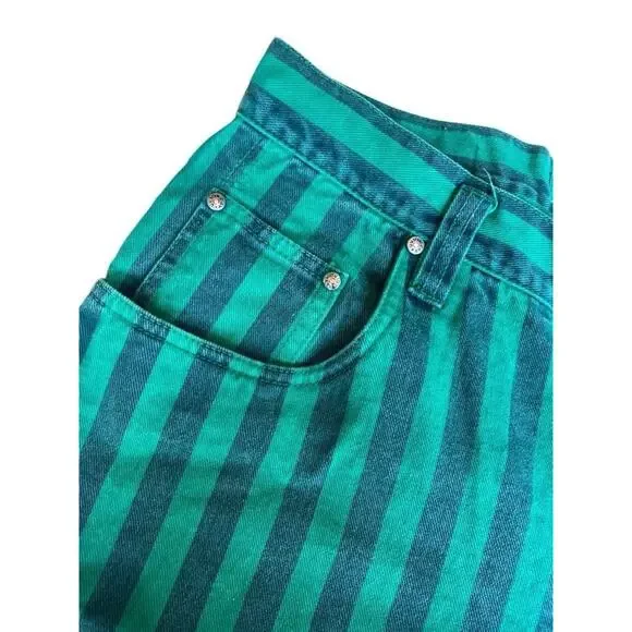UNIONBAY Extra Comfort Women's 90s Preppy Bermuda Green Short Striped Size 32 - Picture 15 of 15
